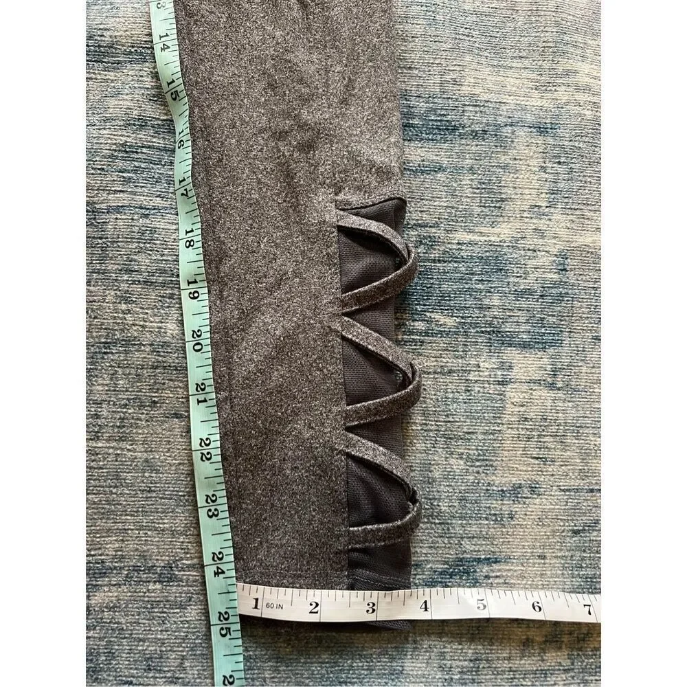 Justice Active Heathered Gray Cross Strap Mesh Panel Leggings Girls 12